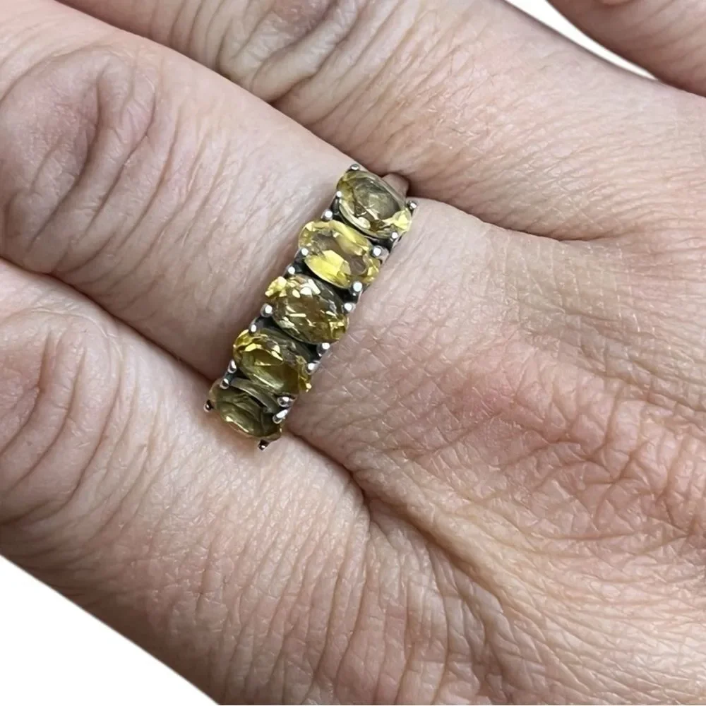 Artisan Sterling Silver Genuine Citrine Band Size 8
